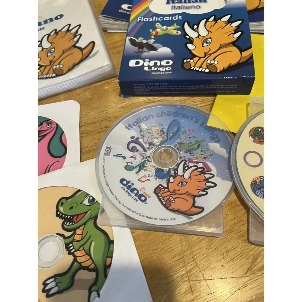 Dino Lingo DVD Program Italian Language‎ Learning 6 Discs Flashcards Songs Books